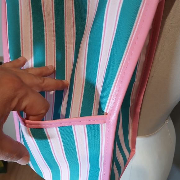 NWOT Ollie & Olivia Pink and Teal Striped Insulated Bag - Picture 5 of 9